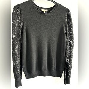 Rebecca Taylor wool and nylon combo jumper with lace sleeves
